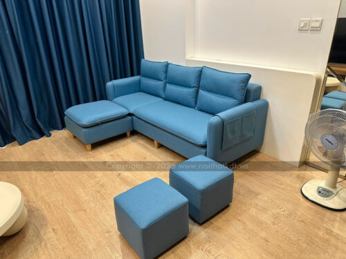 Bộ sofa 3 chỗ văng vải nỉ thông minh tay mỏng S33 photo review