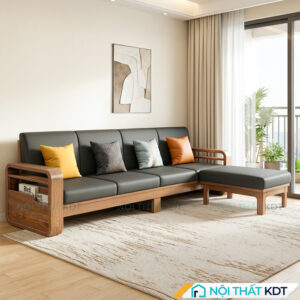 Sofa go tay vin bo cong S178 L4 mau den
