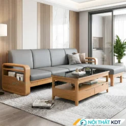 Sofa go tay vin bo goc S178 L4 mau ghi