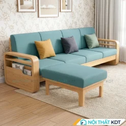 Sofa go tay vin bo goc S178 L4 mau xanh ngoc