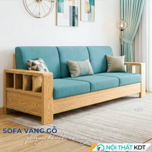 Sofa vang go tay vin vuong S173 V3 mau xanh ngoc