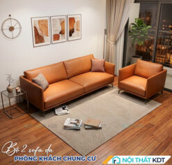 Bo 2 ghe sofa da cho chung cu