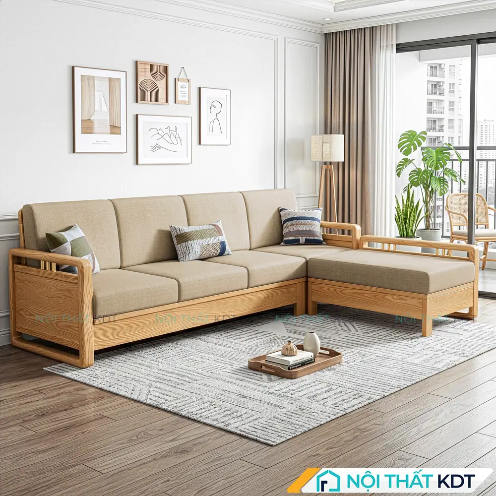 Mau sofa go phong khach S331 L4 mau be