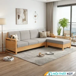 Mau sofa go phong khach S331 L4 mau ghi sang