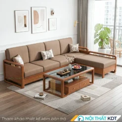 Mau sofa go phong khach S331 L4 mau nau