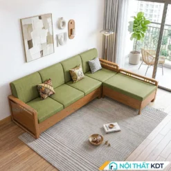 Mau sofa go phong khach S331 L4 mau xanh la