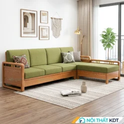 Mau sofa go phong khach S331 L4 mau xanh la ma