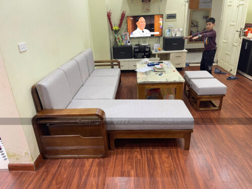 Sofa gỗ góc L đơn giản chắc chắn S178-L photo review