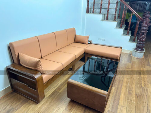Sofa gỗ góc L đơn giản chắc chắn S178-L photo review