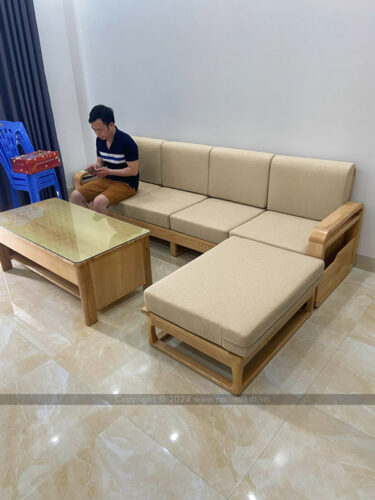Sofa gỗ góc L đơn giản chắc chắn S178-L photo review