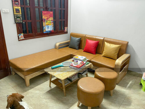 Sofa gỗ góc L đơn giản chắc chắn S178-L photo review