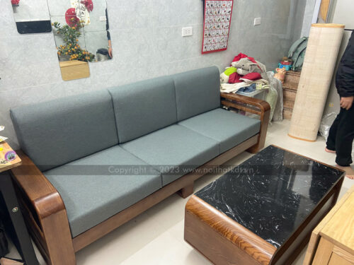 Sofa văng gỗ tự nhiên đệm nỉ S178-V3 photo review