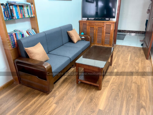 Sofa văng gỗ tự nhiên đệm nỉ S178-V3 photo review