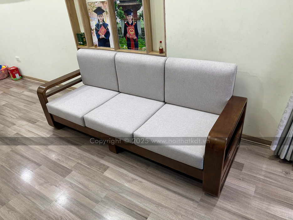 Sofa văng gỗ tự nhiên đệm nỉ S178-V3 photo review