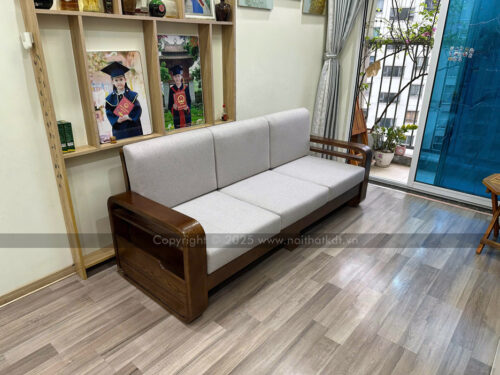 Sofa văng gỗ tự nhiên đệm nỉ S178-V3 photo review