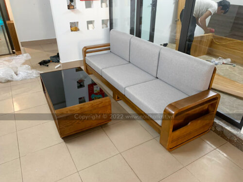 Sofa văng gỗ tự nhiên đệm nỉ S178-V3 photo review