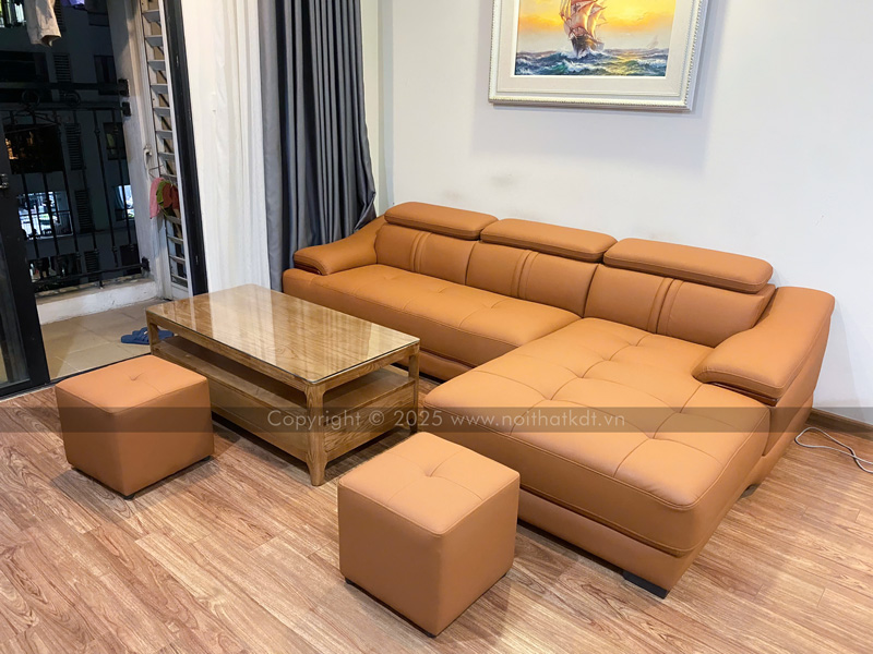 Sofa da góc phòng khách S211 photo review