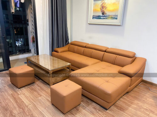 Sofa da góc phòng khách S211 photo review