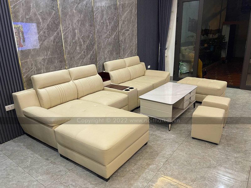 Sofa da góc phòng khách S211 photo review