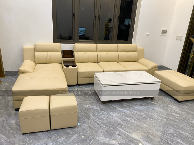 Sofa da góc phòng khách S211 photo review