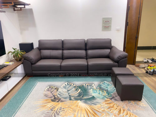 Bộ sofa da góc L phong cách châu Âu êm ái, sang trọng S225 photo review