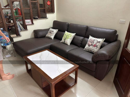Bộ sofa da góc L phong cách châu Âu êm ái, sang trọng S225 photo review