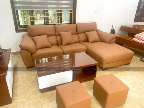 Bộ sofa da góc L phong cách châu Âu êm ái, sang trọng S225 photo review