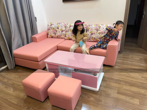 Bộ sofa nỉ phòng khách góc L 3 chỗ ngồi mã S23A photo review