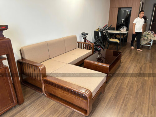 Ghế sofa gỗ góc L nan dọc S274-L photo review