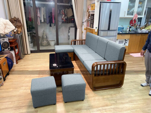 Ghế sofa gỗ góc L nan dọc S274-L photo review