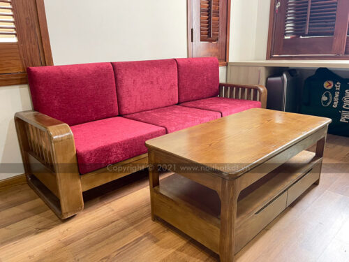 Sofa văng gỗ sồi nan gỗ đứng S274-V photo review