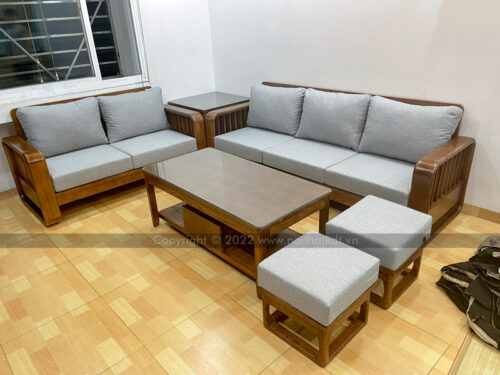 Sofa văng gỗ sồi nan gỗ đứng S274-V photo review