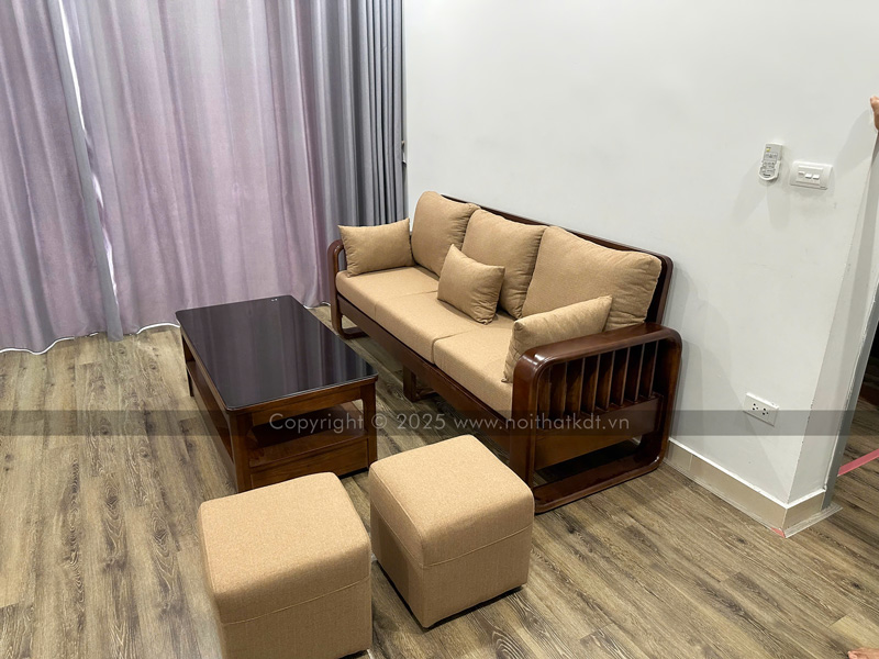 Sofa văng gỗ sồi nan gỗ đứng S274-V photo review
