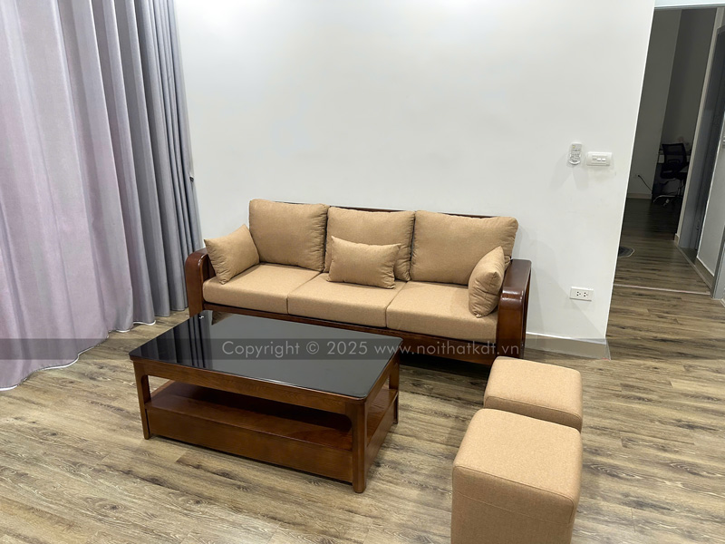 Sofa văng gỗ sồi nan gỗ đứng S274-V photo review