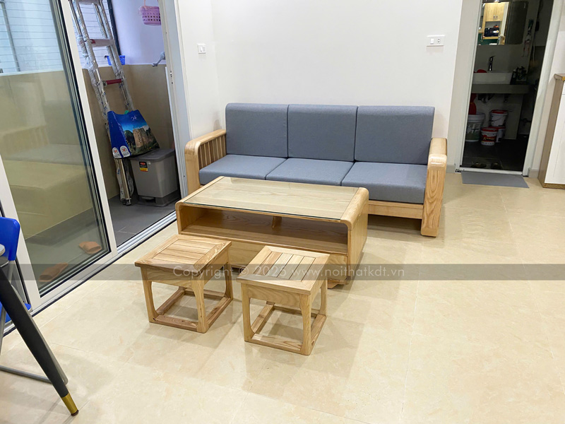 Sofa văng gỗ sồi nan gỗ đứng S274-V photo review