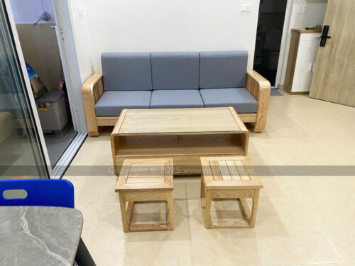 Sofa văng gỗ sồi nan gỗ đứng S274-V photo review