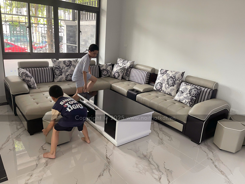 Bộ ghế sofa phòng khách vải nỉ cao cấp chữ U mã S29U photo review