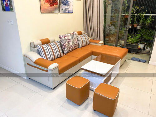 Bộ sofa nỉ góc L đẹp hiện đại cho phòng khách S39 photo review
