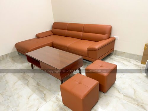 Ghế sofa da góc L tay vịn kiêm gối đầu S41 photo review