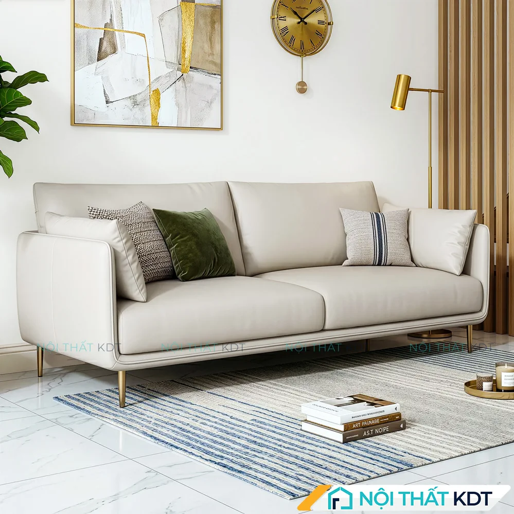 Sofa da 2 chỗ ngồi S121 màu trắng