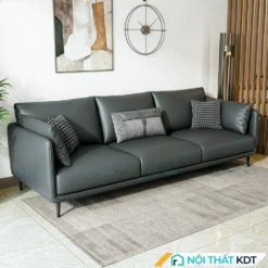 Sofa da 3 chỗ ngồi S121 màu đen bóng
