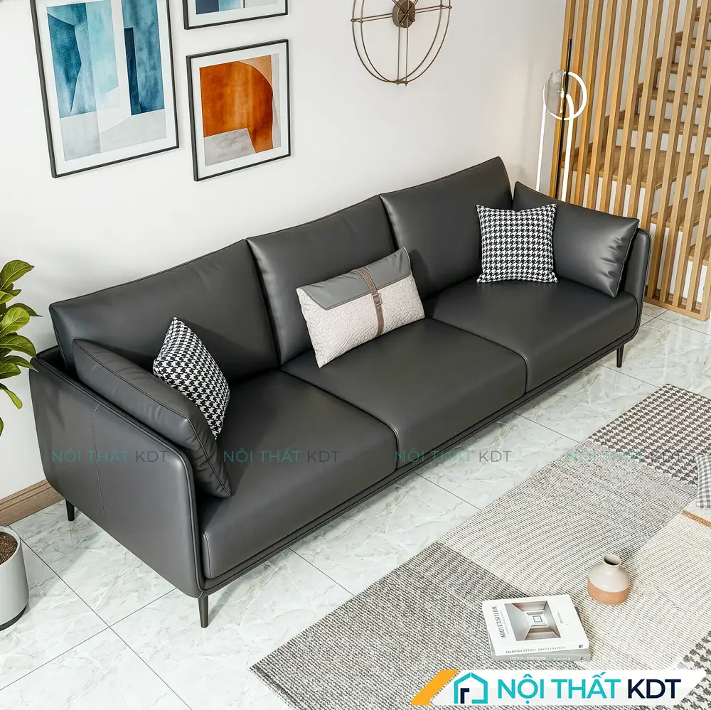 Sofa da 3 chỗ ngồi S121 màu đen