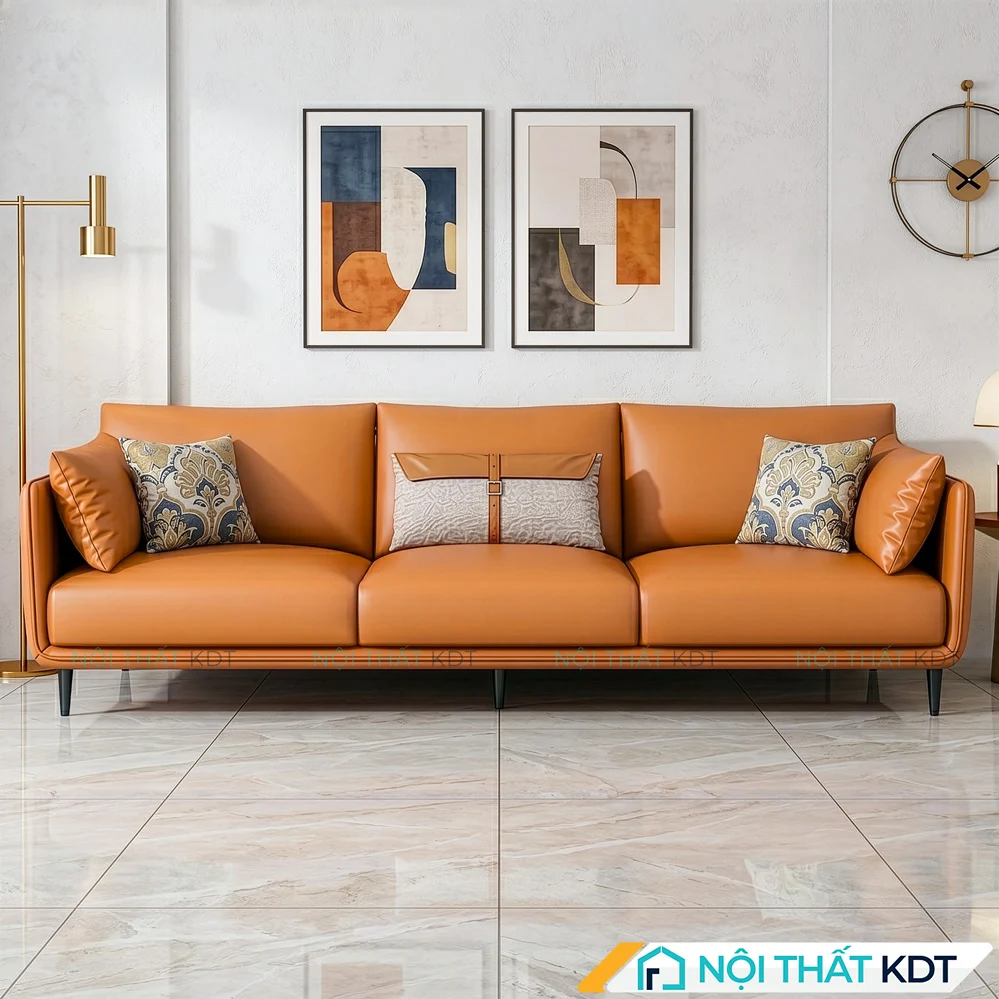 Sofa da 3 chỗ ngồi tay vịn mỏng S121