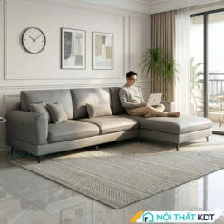 Sofa da goc L phong khach S188 mau ghi