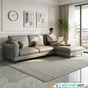 Sofa da goc L phong khach S188 mau ghi