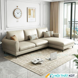 Sofa da goc L phong khach S188 mau kem