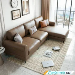 Sofa da goc L phong khach S188 mau nau