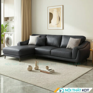 Sofa da phong cach Chau Au S226 Mau den