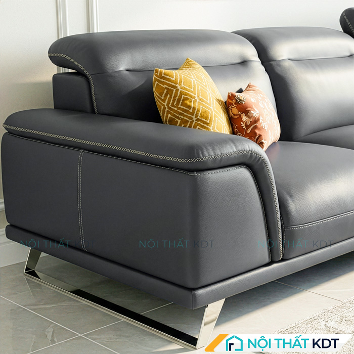 Sofa da phong khach chan quy S227 chi may chu X