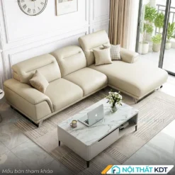 Sofa da phong khach chan quy S227 kem ban
